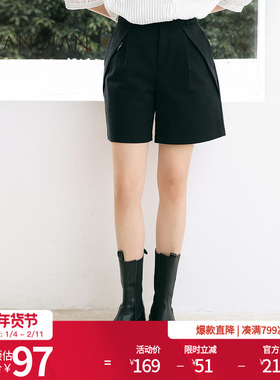 婉甸初夏穿搭季新品日常休闲黑色短裤下装1233P03RX1