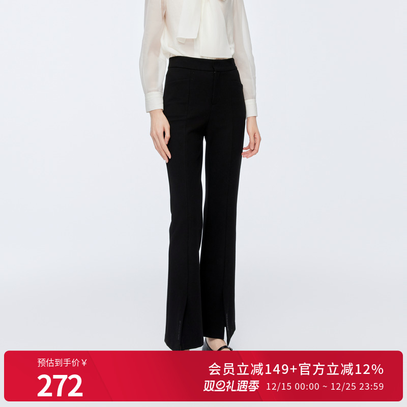 黑色显瘦喇叭裤女士高腰微喇长裤