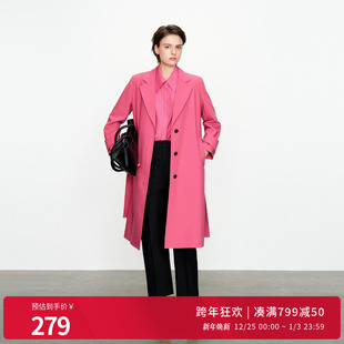 婉甸2025玫红长款 风衣优雅风外套1241B01DY1