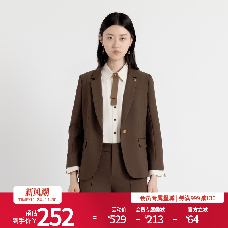 婉甸2025年秋季新品古巴棕收腰西装西服外套1243Q02MD3