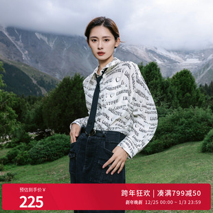 1241S14SM4 原创设计风宽松款 婉甸2025黑白字母印廓版 衬衫