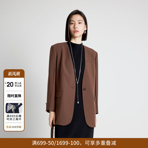 婉甸秋季坚果棕中长款西装1243Q03MD3