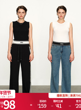 婉甸2025黑色毛织背心运动风针织衫1241W33SX4