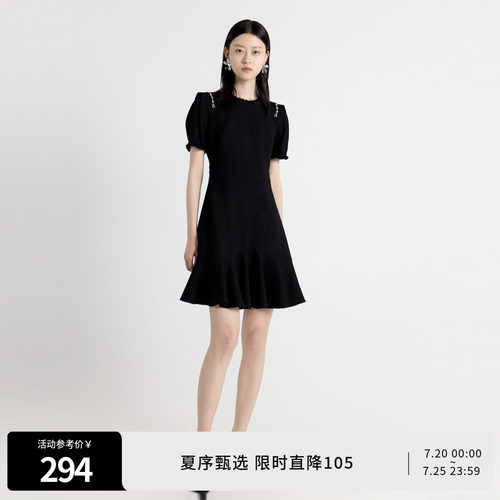 耀石黑短袖连衣裙