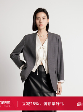 婉甸秋季岩石灰两件套西装1243Q01GL2