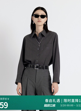 婉甸2025年秋季新品岩石灰高智感烫钻衬衫1243S06GL2