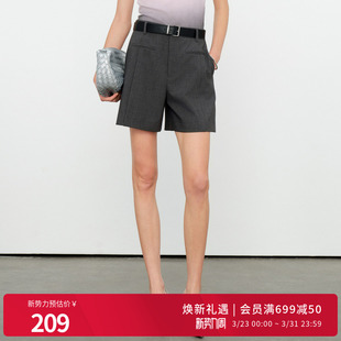 休闲百搭风1252P19SD4 原灰色系腰带女短裤 婉甸2026夏季 新品