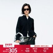 婉甸2025年冬季 休闲上衣1244W12DMB 慕斯红毛织拉链开衫 新品 黑色