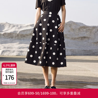 婉甸夏季黑白大波点长裙通勤半身裙1242K20RS3