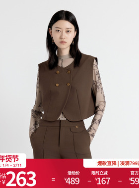 婉甸2025年秋季新品古巴棕百搭设计感马甲外套1243V04MD3