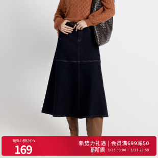 婉甸2025年秋季新品复古靛蓝丹宁长裙牛仔半身裙1243K13MD4