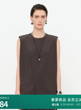 婉甸2026夏季新品原灰色无袖女百搭宽松休闲上衣1252H18SD4