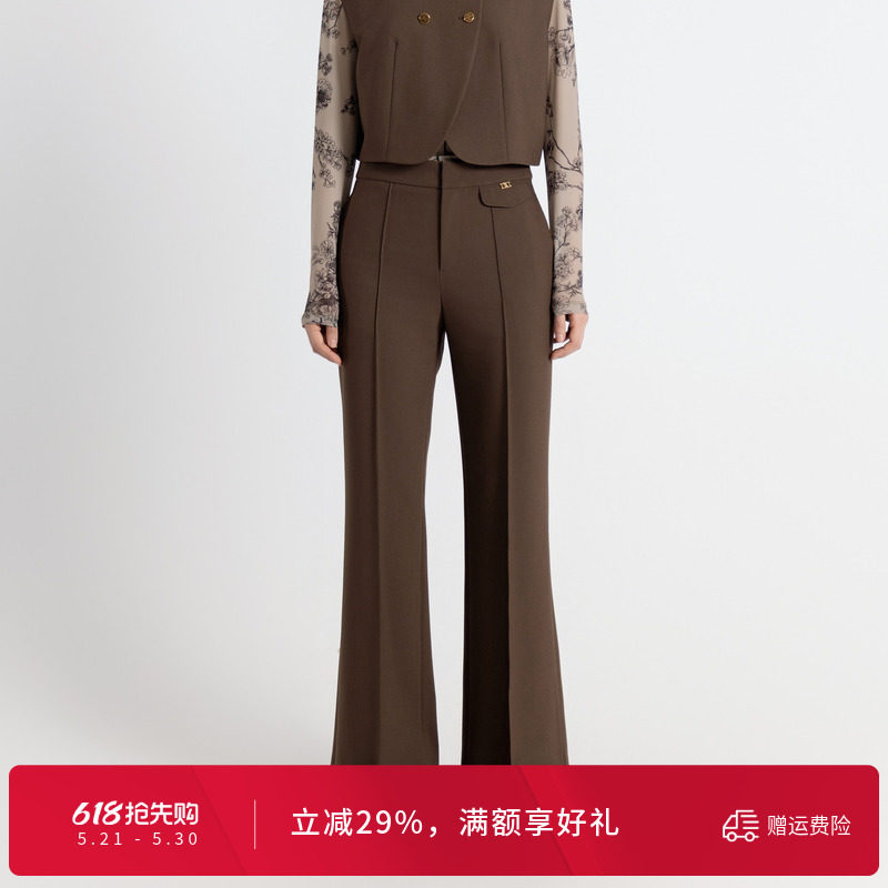 婉甸秋季古巴棕喇叭裤微喇西裤1243P13MD3