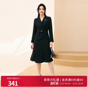 婉甸2025年秋季新品西装裙职业气质黑长袖连衣裙1243N10DY4YX