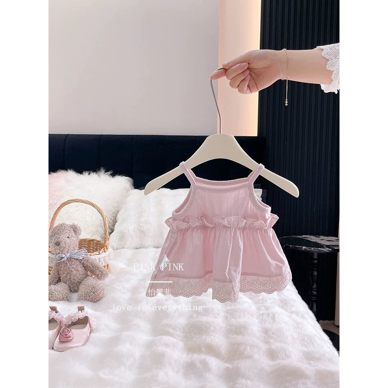 女童吊带夏季2025新款网红婴幼儿薄款公主裙夏装女宝宝背心上衣