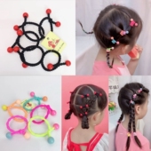 芊芊编发儿童高弹力樱桃红豆小红珠发圈