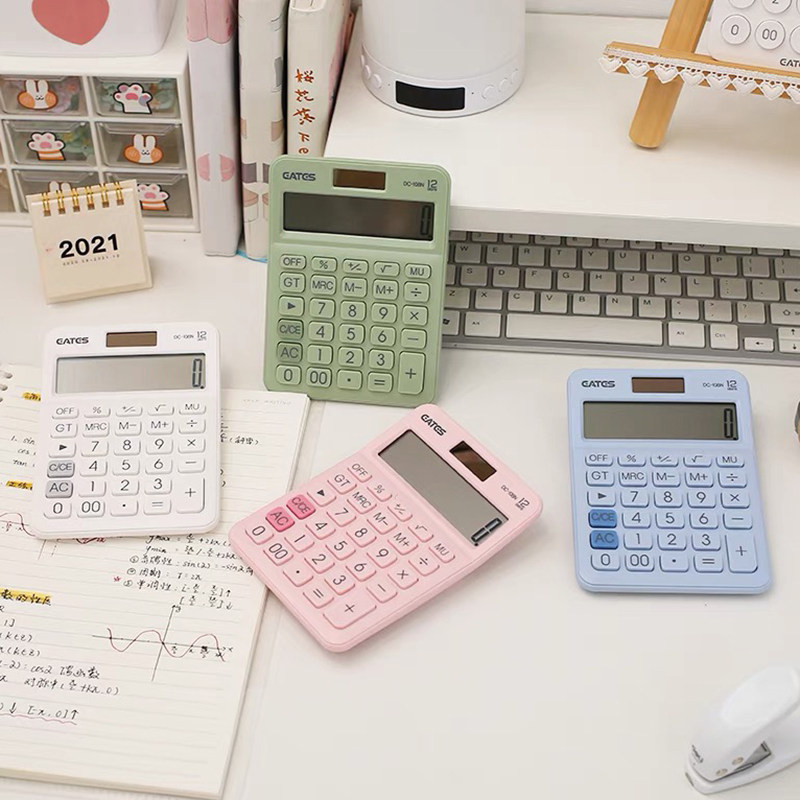 简约网红便携小学生四年级专用学习太阳能计算器双电源时尚迷你机