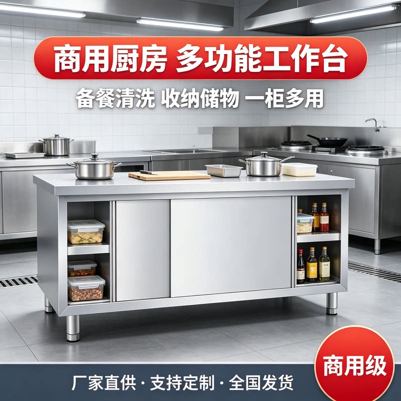 升级304不锈钢厨房工作台商用图片