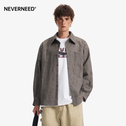 NEVERNEED泡泡纱肌理感衬衫男