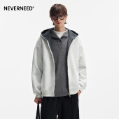潮牌双拉链宽松开衫 NEVERNEED重磅撞色连帽卫衣男女秋季 美式 外套