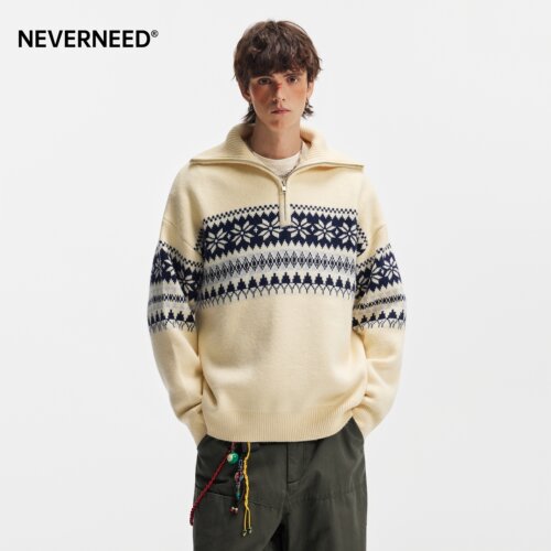 NEVERNEED费尔岛提花毛衣男女