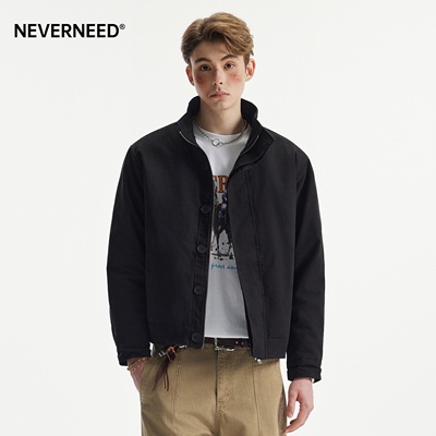 NEVERNEED美式复古棉衣男春季