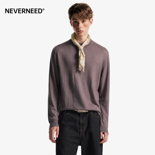 NEVERNEED绵羊毛圆领毛衣男女秋