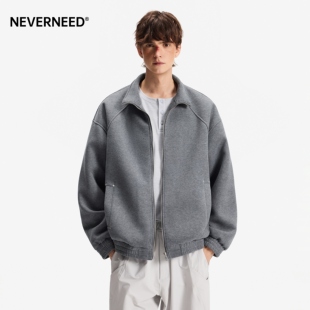 潮牌纯色宽松休闲情侣外套 卫衣男春季 NEVERNEED美式 cleanfit开衫