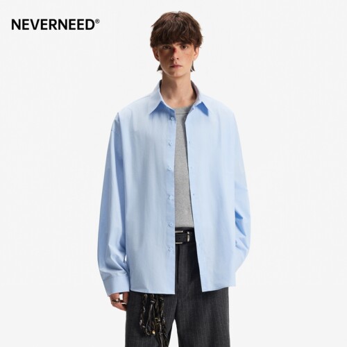 NEVERNEED纯色翻领衬衫