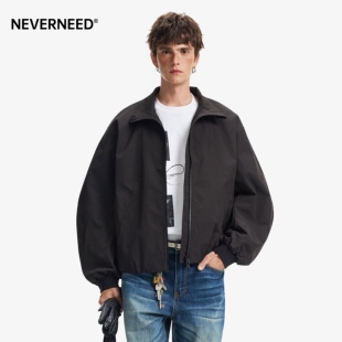 夹克男女春季 开衫 复古宽松情侣外套潮 cleanfit短款 NEVERNEED美式