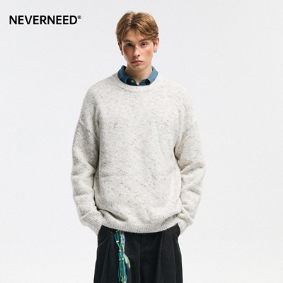 NEVERNEED彩点圆领套头毛衣男女