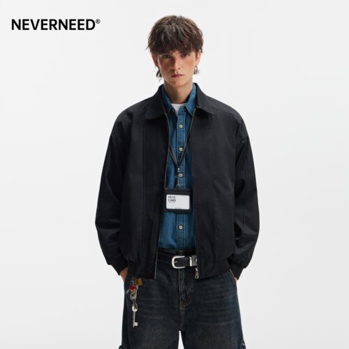 NEVERNEED拼接解构翻领夹克男女