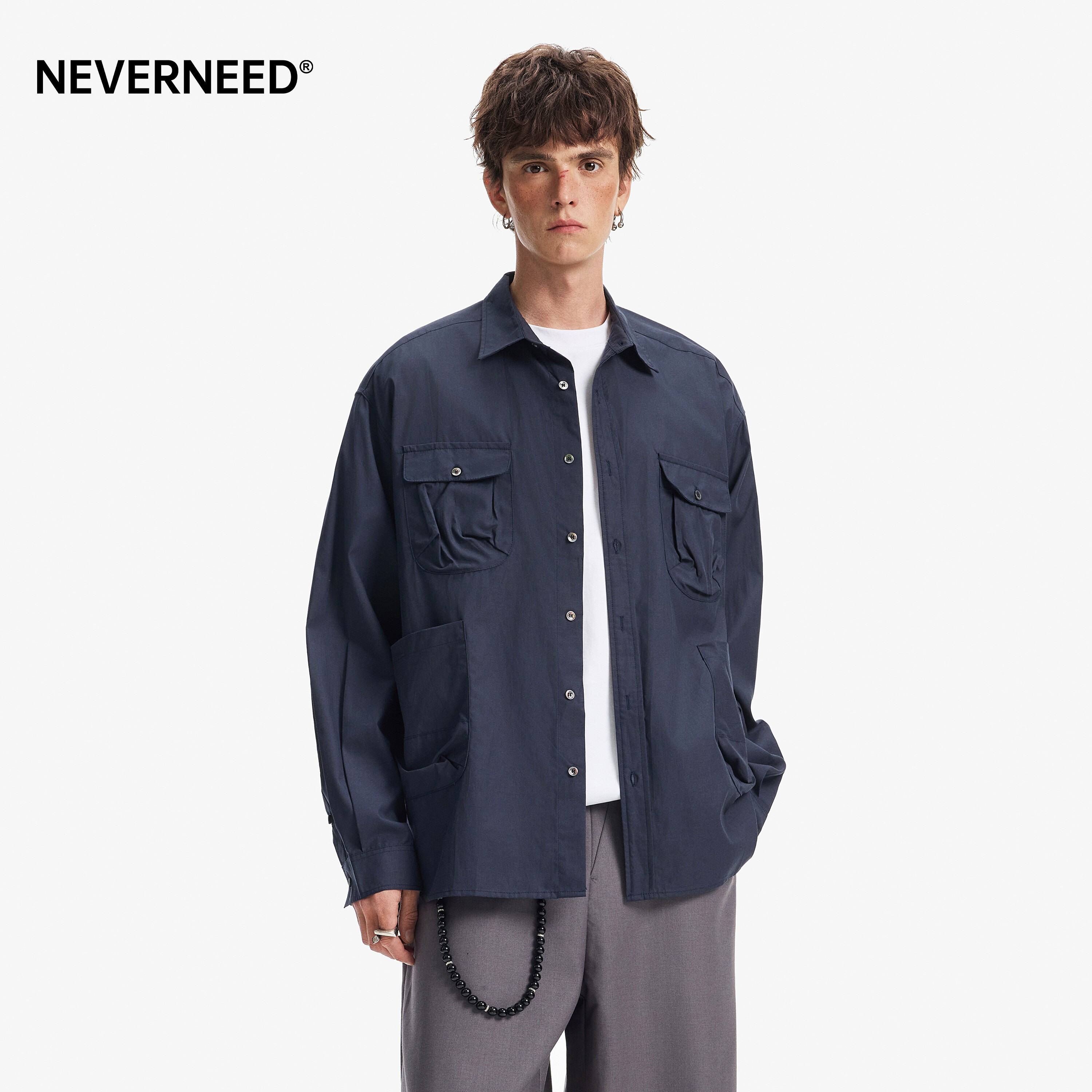 NEVERNEED莱赛尔天丝长袖衬衫男图片