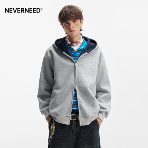 NEVERNEED重磅撞色连帽卫衣男女