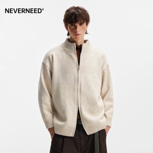 NEVERNEED开衫立领针织毛衣男