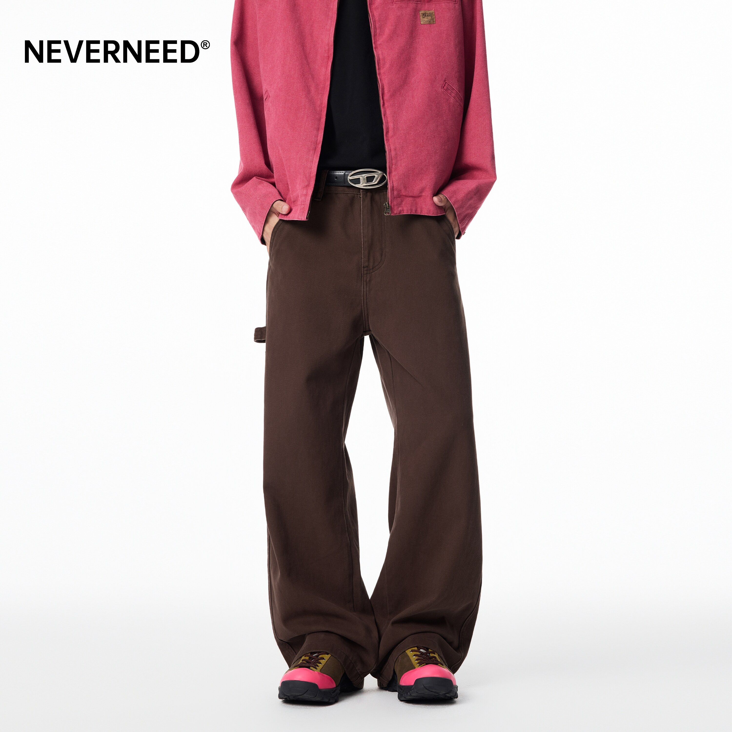 NEVERNEED纯棉水洗工装牛仔裤男图片