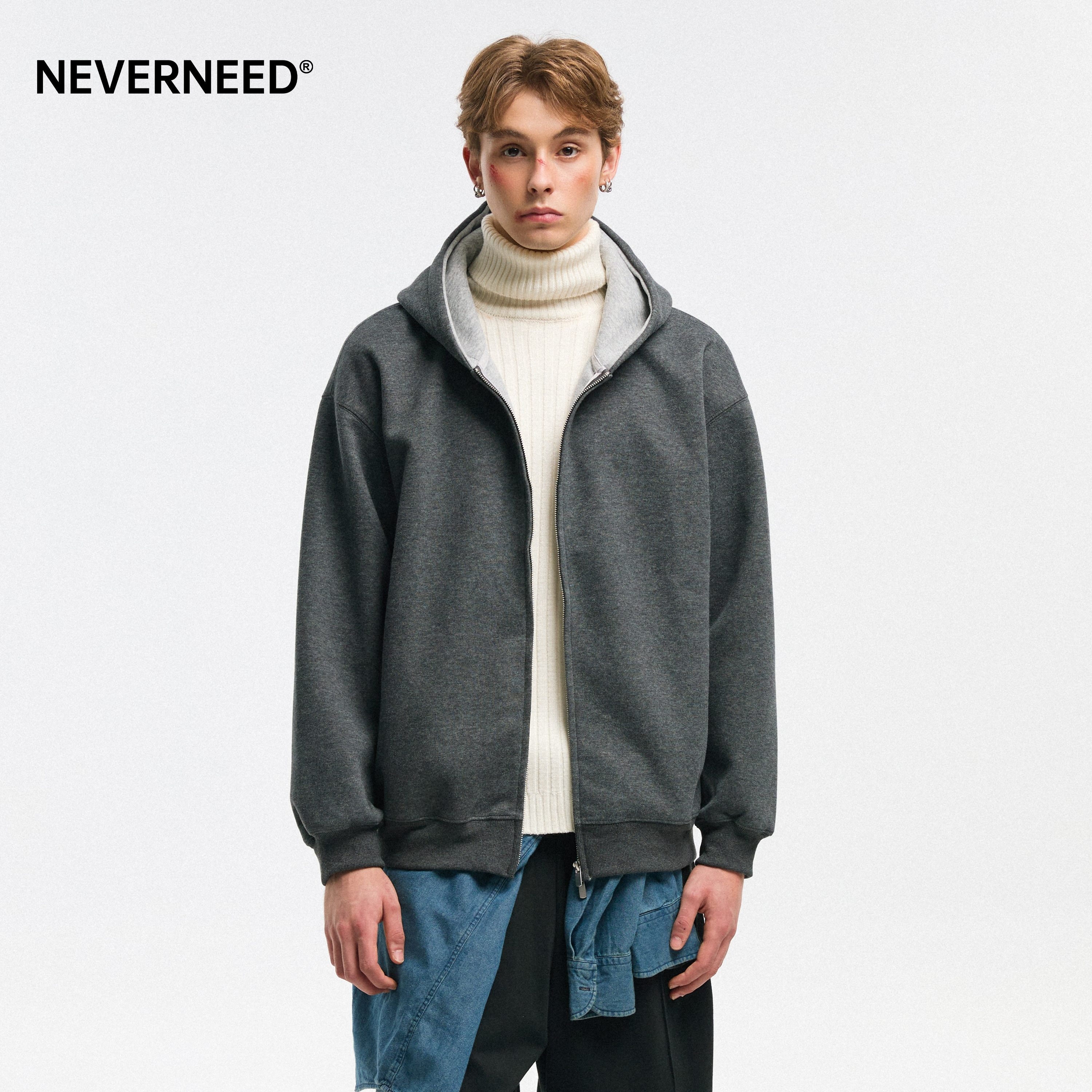 NEVERNEED重磅双拉链连帽卫衣图片