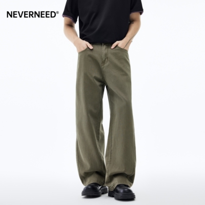 NEVERNEED美式复古休闲裤男女