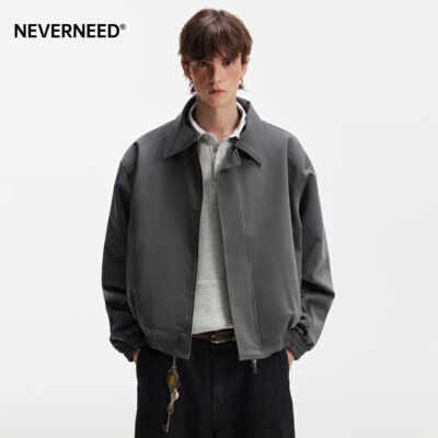 NEVERNEED双拉链垫肩教练夹克男