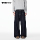 NEVERNEED美式 宽松明线设计感阔腿A字裤 复古原色牛仔裤 男女秋季