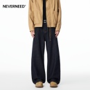 cleanfit宽松直筒A字长裤 男女秋季 潮 复古原色牛仔裤 NEVERNEED美式