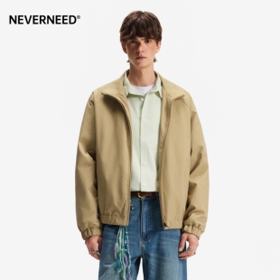 翻领外套 廓形boxy短款 NEVERNEED美式 cleanfit解构教练夹克男春季
