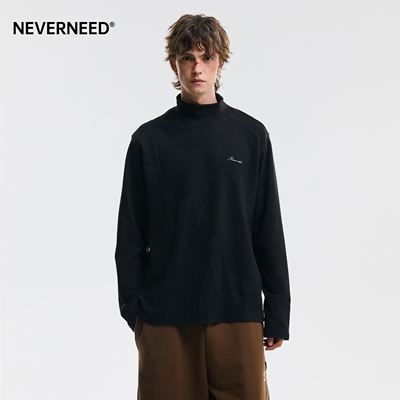 NEVERNEED半高领德绒长袖T恤男女