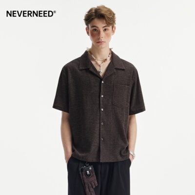 NEVERNEED古巴领短袖衬衫男女