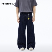 NEVERNEED莱赛尔原色宽松直筒牛仔裤 cleanfit水洗A字裤 男春季 美式