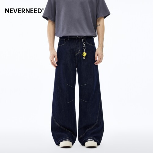 NEVERNEED原色天丝直筒牛仔裤男