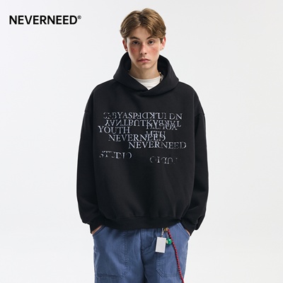 NEVERNEED重磅短款连帽卫衣男