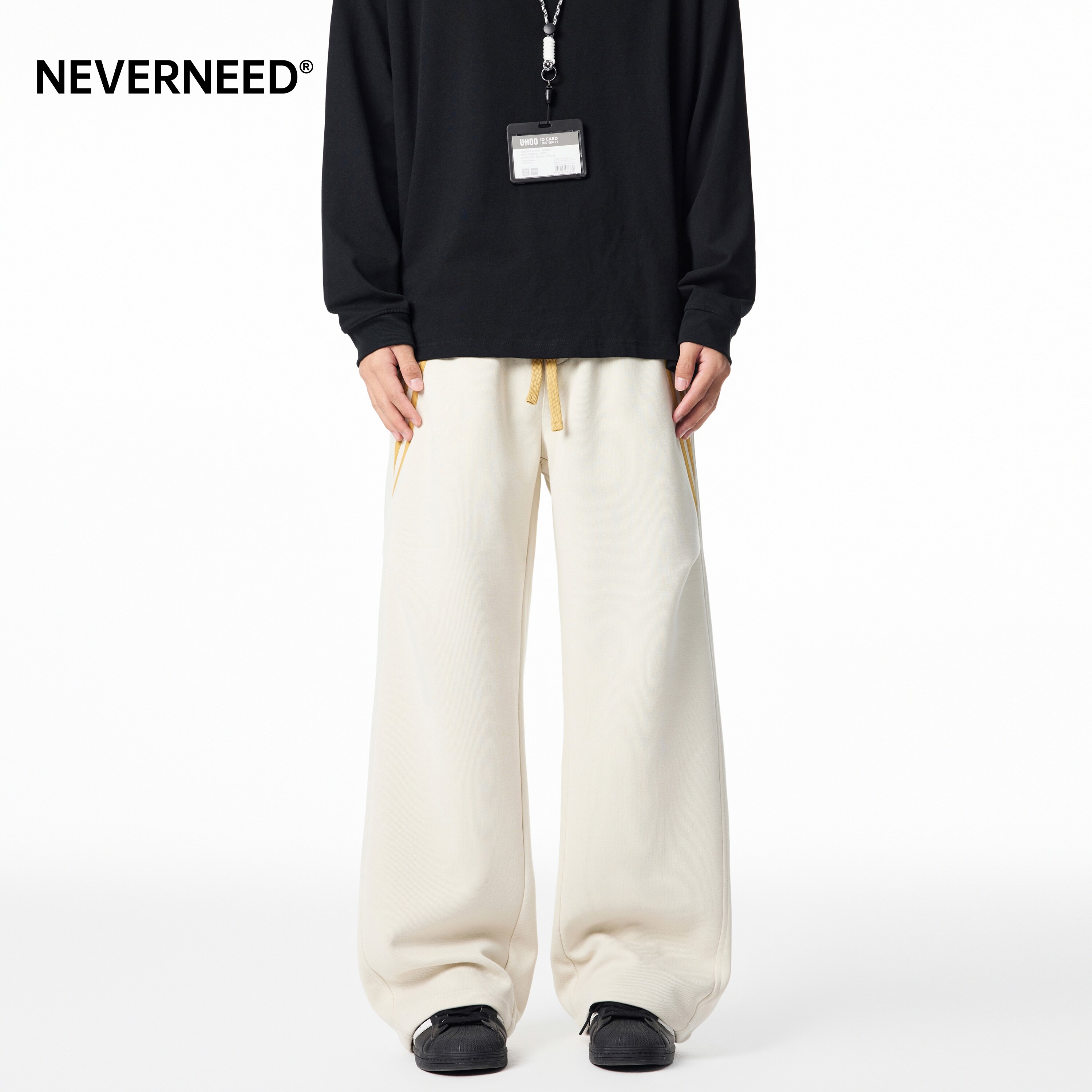 NEVERNEED三条杠休闲卫裤男图片