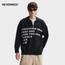 简约字母慵懒套头针织衫 NEVERNEED半拉链polo领毛衣男女冬季 美式