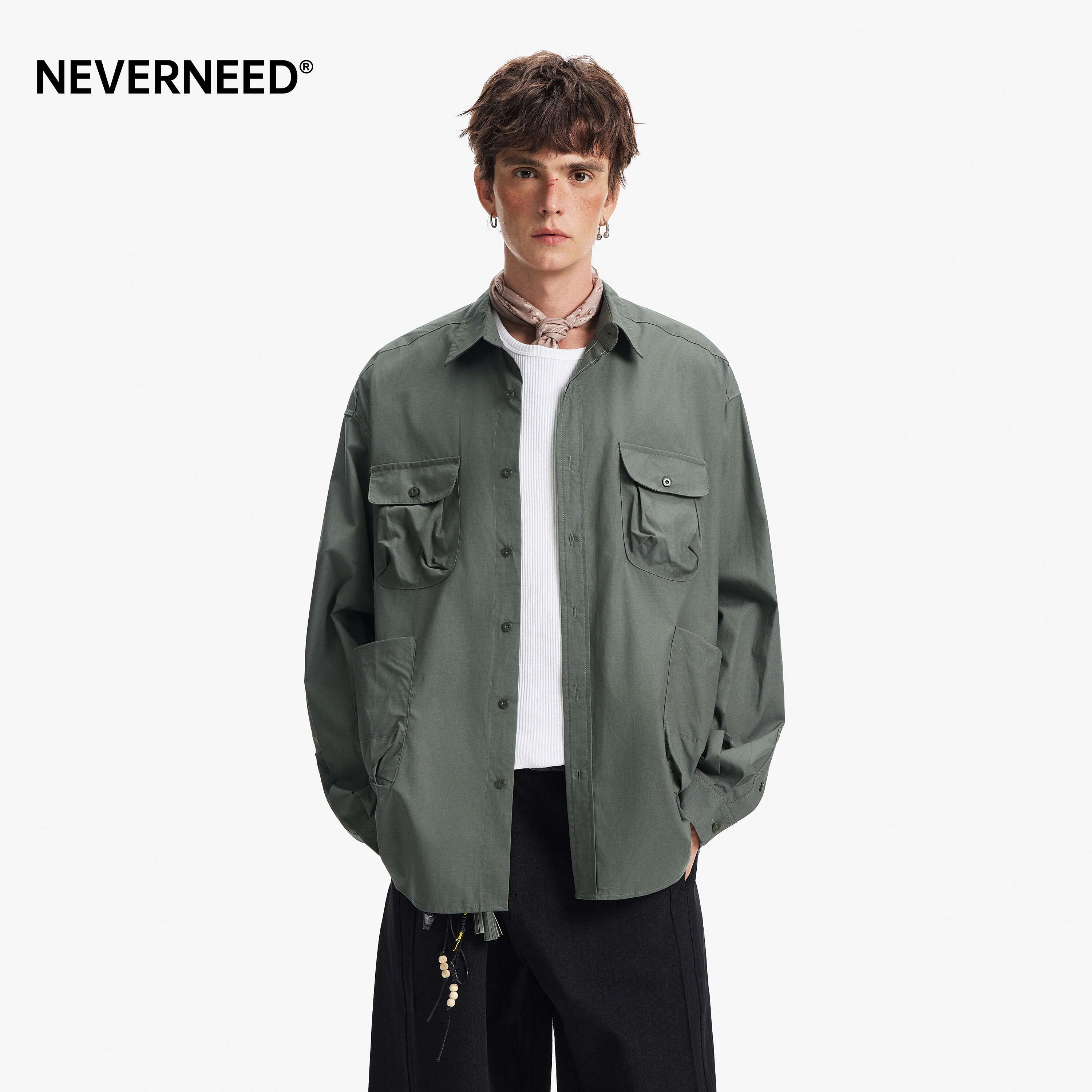 NEVERNEED莱赛尔长袖衬衫男女春图片